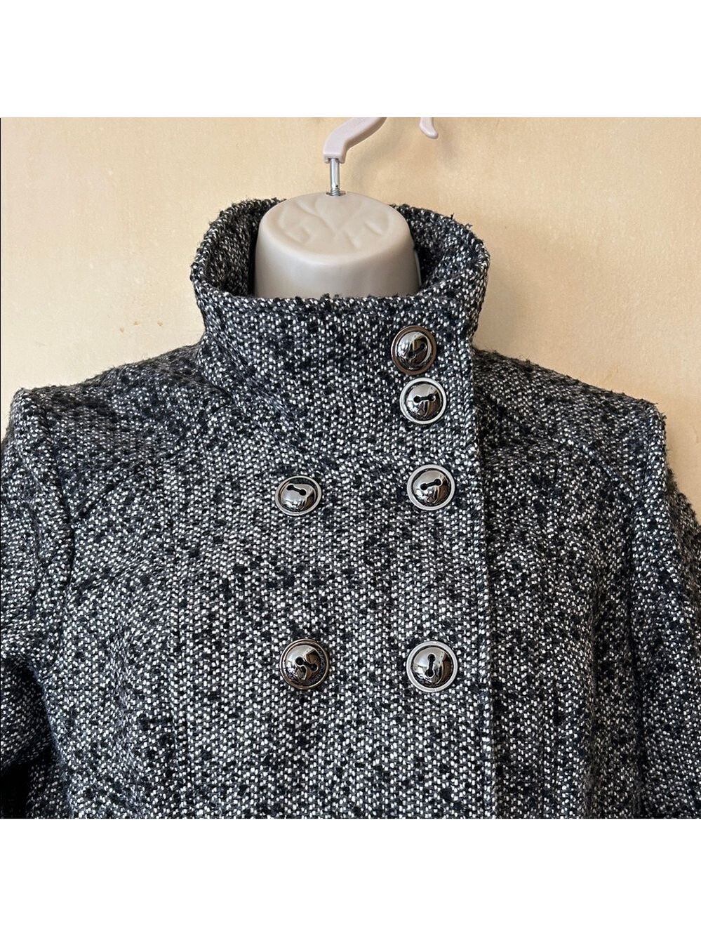 Pink Envelope Black and WhiteTweed Pea Coat size M - Picture 6 of 12